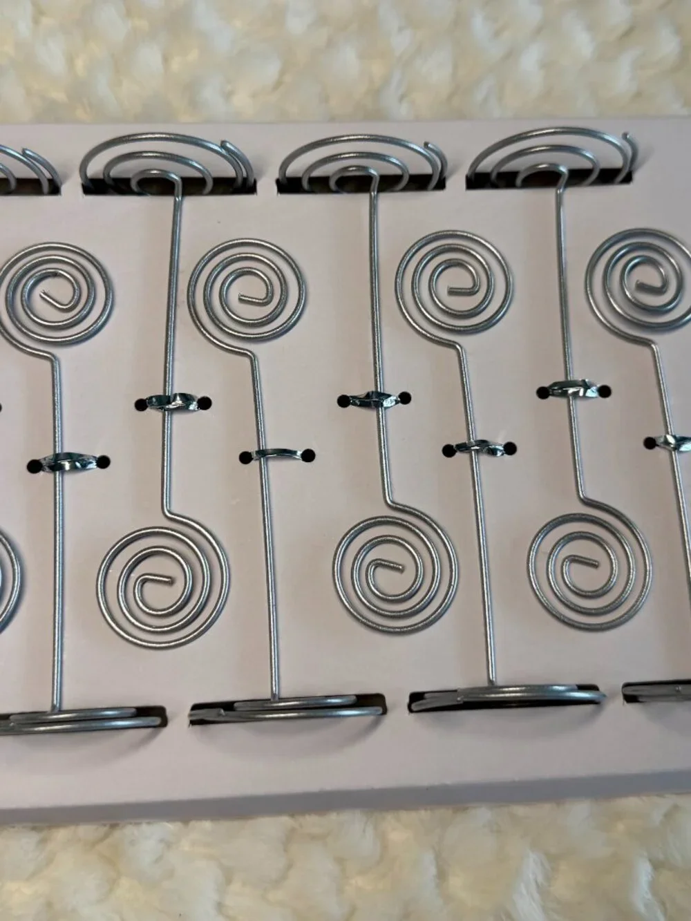 Swirled Silver Tone Place Card Holders- 8pc